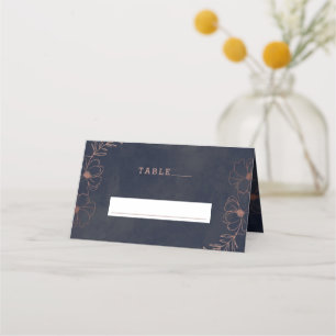 Navy Blau und Roségoldfolie Hochzeitstisch Nummer Platzkarte