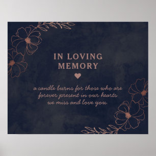 Navy Blau und Roségoldfolie In Loving Memory Schil Poster