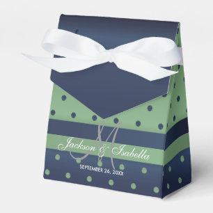 Navy Blau und Salbeigrüne Tupfen Geschenkschachtel