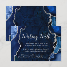 Navy Blau und Silber Achat Hochzeit Wunschbrunnen Begleitkarte