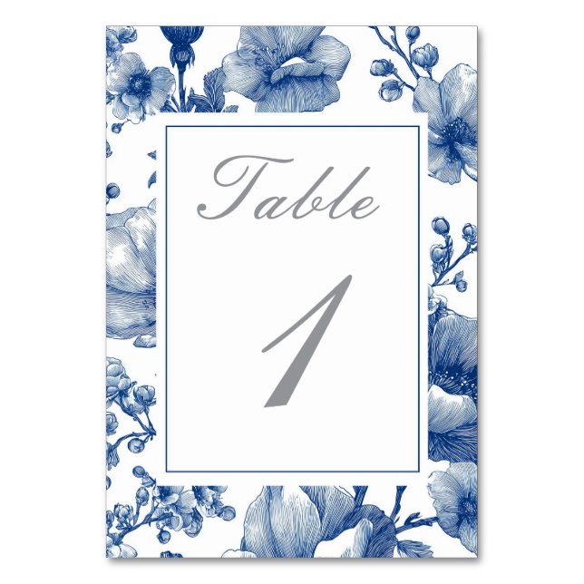 Navy Blau Und Silberne Hochzeit  Tischnummer (Vorderseite)