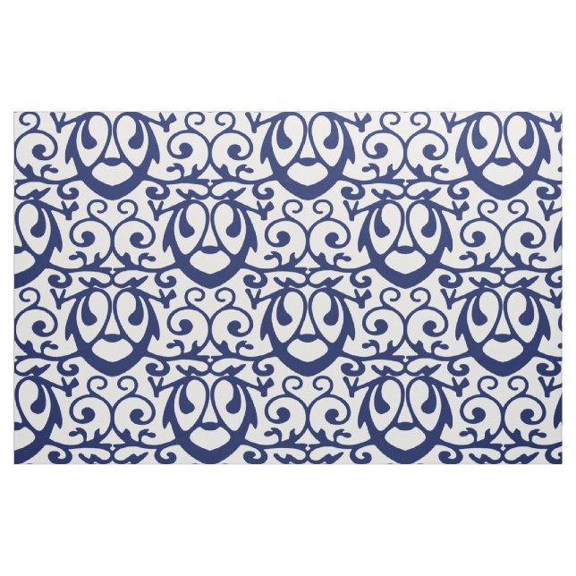 Navy Blau und Weiß Elegantes Muster Stoff (Fat Quarter (45,7 x 55,9 cm))