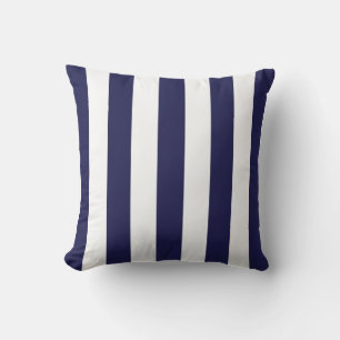 Navy Blau und Weiß Extra große Streifenmuster Kissen