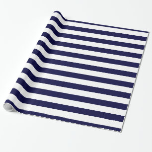 Navy Blau und Weiß Extra großes Streifenmuster Geschenkpapier