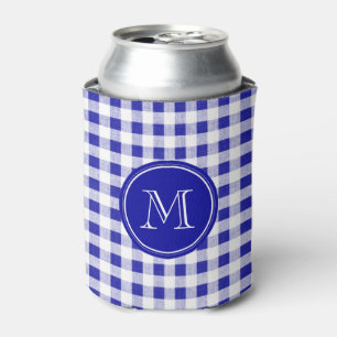 Navy Blau und Weiß Gingham, Ihr Monogramm Dosenkühler