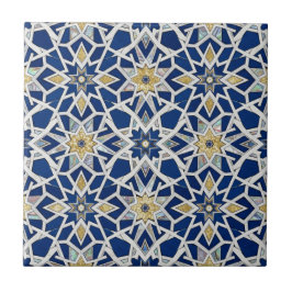 Navy Blau und Weiß Marokkanisches Zellige-Mosaik  Fliese