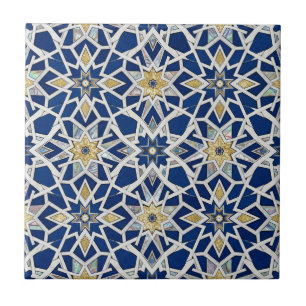 Navy Blau und Weiß Marokkanisches Zellige-Mosaik Fliese