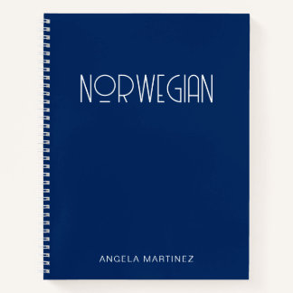 Navy Blau und Weiß Retro-Stil Sprachstudium Notizbuch