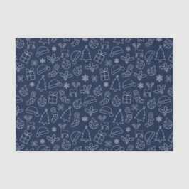 Navy Blau und Weiß Winter Weihnachtsmuster Seidenpapier