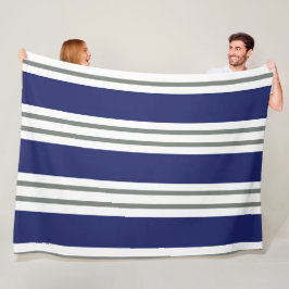 Navy Blau und Weiße Küstenstreifen Fleecedecke