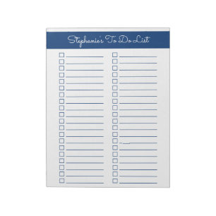 Navy Blau Vertikale 8,5x11 Zweispaltige Checkliste Notizblock