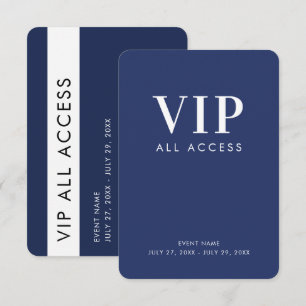 Navy Blau VIP All Access 3,5" x 5" ID-Ausweis Einladung