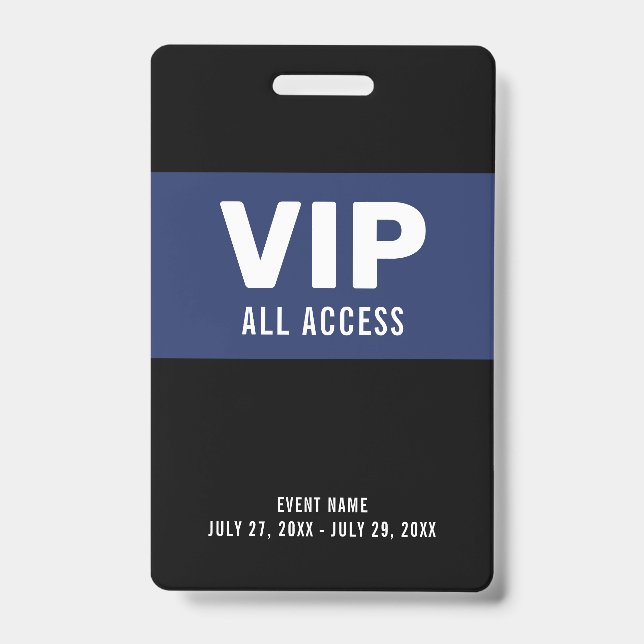 Navy Blau VIP All Access Pass Event ID Abzeichen Ausweis (Vorderseite)