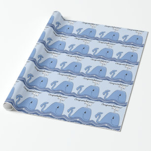 Navy Blau Wal Baby Shower Geschenkpapier