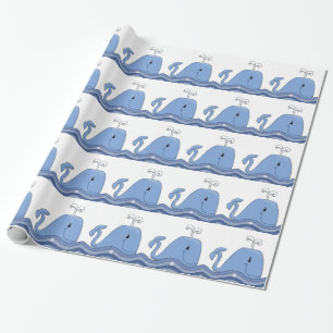 Navy Blau Wal Baby Shower Geschenkpapier