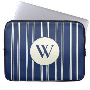 Navy Blau Warmes Elfenbein Klassisch Elegante Stre Laptopschutzhülle