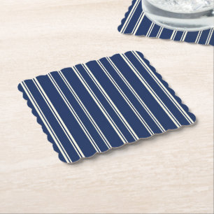 Navy Blau Warmes Elfenbein Klassisch Elegante Stre Untersetzer