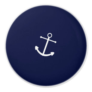 Navy Blau & Weiß Anker Maritimer Friserschrank Keramikknauf
