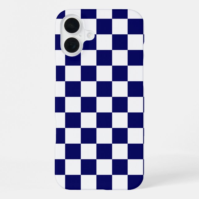 Navy-Blau-Weiß Karomuster iPhone Hülle (Rückseite)