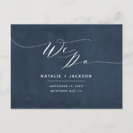 Navy Blau + Weiß machen wir elegante Hochzeit Postkarte