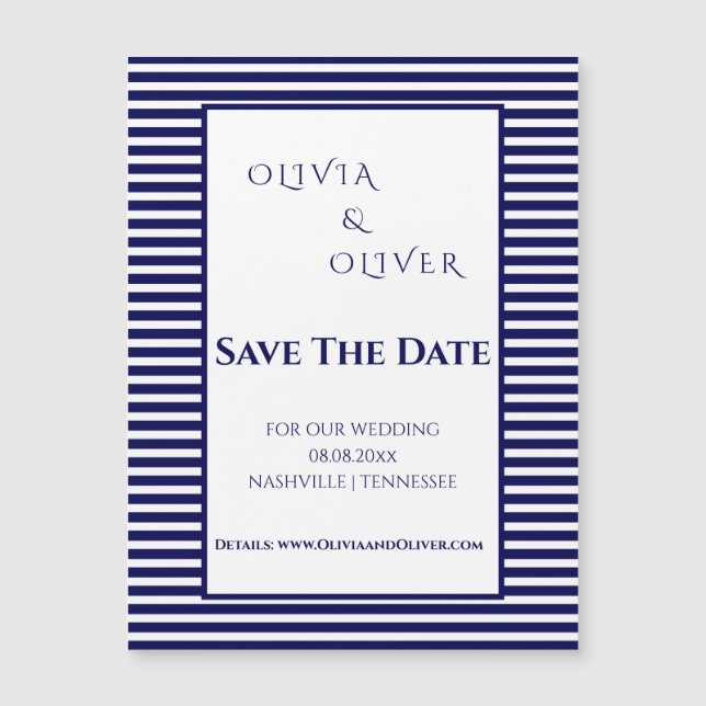 Navy Blau-Weiß-Magnetkarte Magnetkarte (Vorderseite)