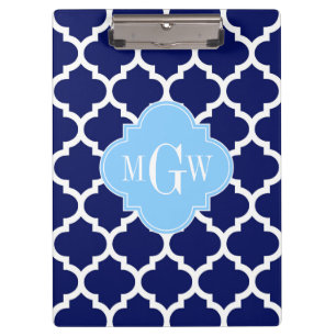 Navy Blau Weiß Marokkanisch #5 Himmelblau Name Mon Klemmbrett