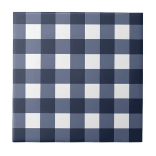 Navy Blau Weiße Cottagecore Gingham Karo Kariert Fliese