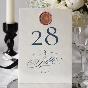 Navy Blau Weiße Elegante Hochzeit 5 x 7 Tischnumme Einladung