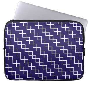 Navy Blau Weiße Geometrie Laptopschutzhülle