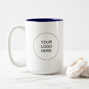 Navy Blau & Weiße Geschäftslogo-Marke Minimalistis Zweifarbige Tasse