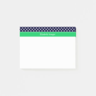 Navy Blau Weiße Punkte Smaragdgrün Namensmonogramm Post-it Klebezettel