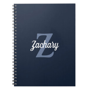 Navy Blau Weiße Retro-Monogramm Personalisiert Notizblock