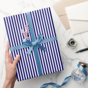 Navy Blau & Weiße Streifen Geschenkpapier