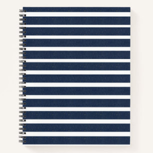 Navy Blau Weiße Streifen Notizbuch