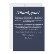 Navy Blau Zeitlose Eleganz Dankeskarten