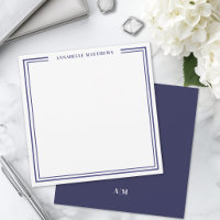 Navy Blau Zwei-Rahmen-Name Monogramm Quadrat