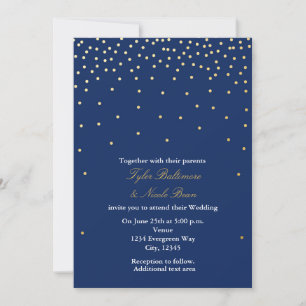 Navy Blaue Goldfolien-Punkte Moderne Hochzeitseinl Einladung