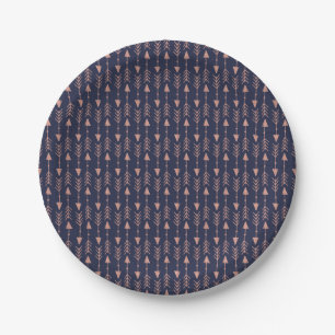 Navy Blaue Rose Gold Folie Hipster Tribal Pfeile Pappteller