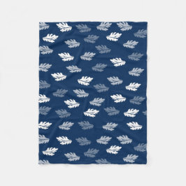 Navy Blauer Antiker Blätter Muster Fleecedecke