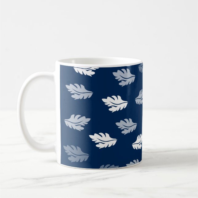 Navy Blauer Antiker Blätter Muster Kaffeetasse (Links)