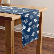 Navy Blauer Antiker Blätter Muster