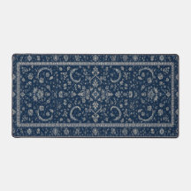 Navy-Blauer Persischer Blumen-Teppich-Schreibtisch