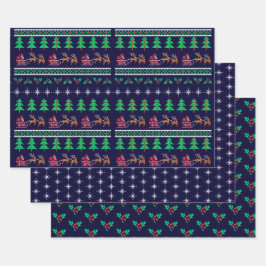 Navy Blauer Weihnachtsanfang in Nylonstern Geschenkpapier Set