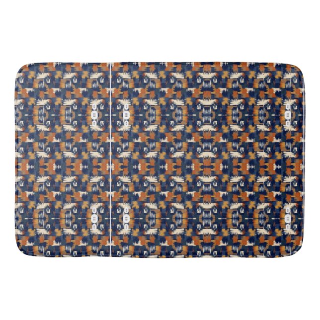 Navy Blaues Abstraktes Muster Decke Badematte (Vorderseite)