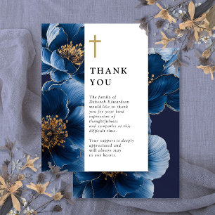 Navy Blaues Christliches Florales Lebensfest Dankeskarte