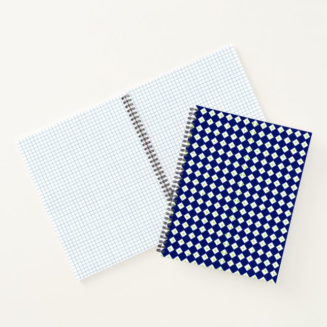 Navy Blaues Diamant-Geometrisches Muster  Notizbuch (Innenseite)