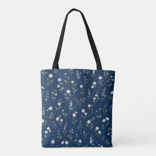 Navy Blaues Elegantes Wildblumen-Muster Blumen-Tot