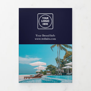 Navy Blaues Geschäftslogo   Benutzerdefiniertes ge Dreifach Gefaltete Karte