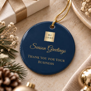 Navy-blaues Gold-Kunden-Geschäftslogo Keramik Ornament