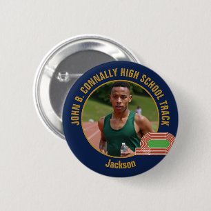 Navy Blaues Gold-Track-Team-Foto-Läufer Button